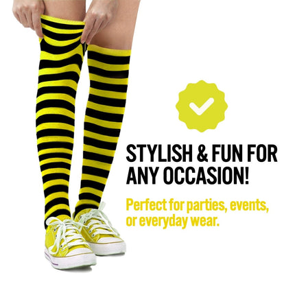 Striped Socks for Kids – Cotton Blend Costume Socks | Halloween & Everyday Wear Multiple Colors
