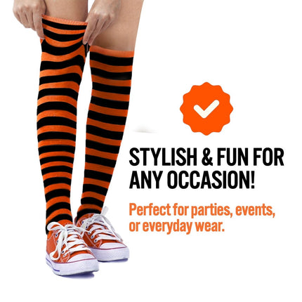 Striped Socks for Kids – Cotton Blend Costume Socks | Halloween & Everyday Wear Multiple Colors