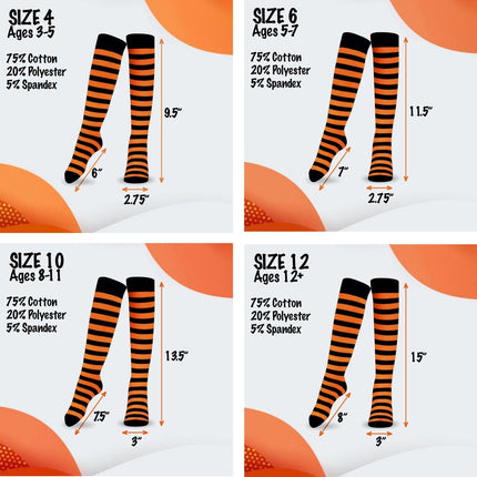 Striped Socks for Kids – Cotton Blend Costume Socks | Halloween & Everyday Wear Multiple Colors
