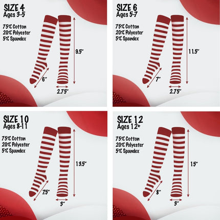 Striped Socks for Kids – Cotton Blend Costume Socks | Halloween & Everyday Wear Multiple Colors