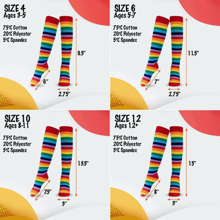 Striped Socks for Kids – Cotton Blend Costume Socks | Halloween & Everyday Wear Multiple Colors