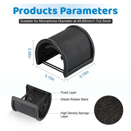 Studio Microphone Pop 3 Filter Layers Windscreen Shield Cover Mesh