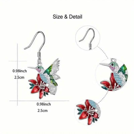 Stylish Hummingbird and Saffron Earrings
