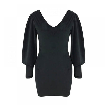 Summark Ladies Lace Long Sleeve Casual Slim Dress