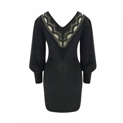 Summark Ladies Lace Long Sleeve Casual Slim Dress