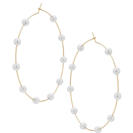 Super Huge Circle Pearls Earrings Thin Dangle