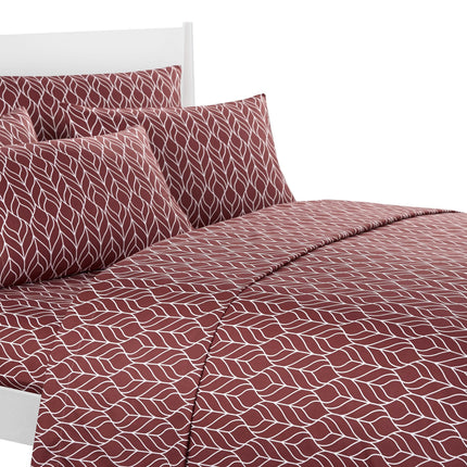 Super Soft Two-Tone Geometric Leaf Pattern Sheet Set