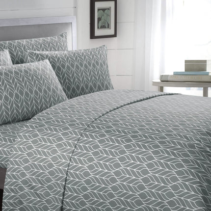 Super Soft Two-Tone Geometric Leaf Pattern Sheet Set