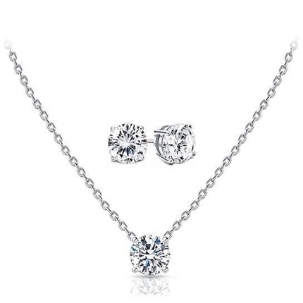 Swarovski Elements Round Cut Necklace with Studs Sets