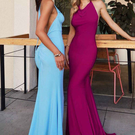 Astee T506 Multi-Way Adjustable Neckline Fitted Stretch Formal Dress