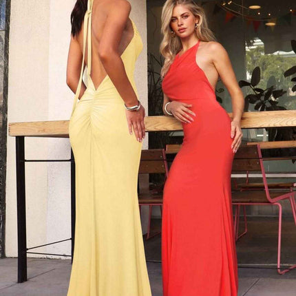 Astee T506 Multi-Way Adjustable Neckline Fitted Stretch Formal Dress