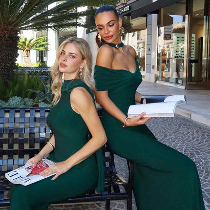 Astee T503 Off the Shoulder Halter Strap Fitted Stretch Dress