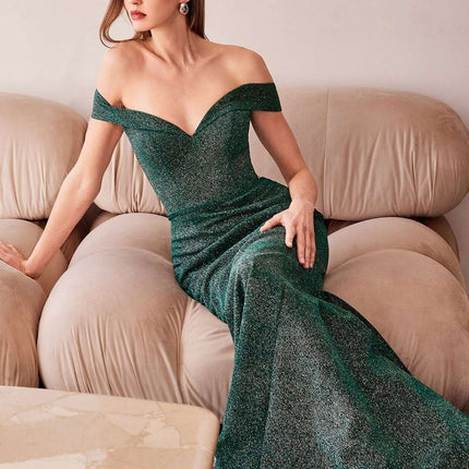 Ladivine Amoris T602 Off Shoulder Sweetheart Neck Fitted Prom Gown