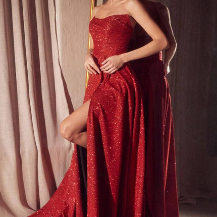 Ladivine Amoris T701 Strapless Glitter A-Line Gown