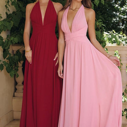 Amoris T715 Halter Neck Chiffon A-Line Gown