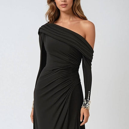 Ladivine Amoris T803 Off the Shoulder Long Sleeve Knee Length Dress