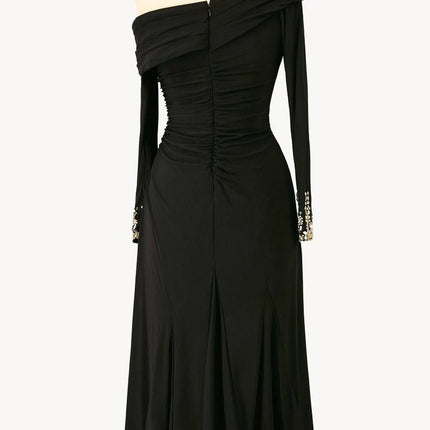 Ladivine Amoris T803 Off the Shoulder Long Sleeve Knee Length Dress