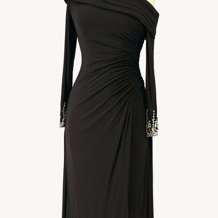 Ladivine Amoris T803 Off the Shoulder Long Sleeve Knee Length Dress