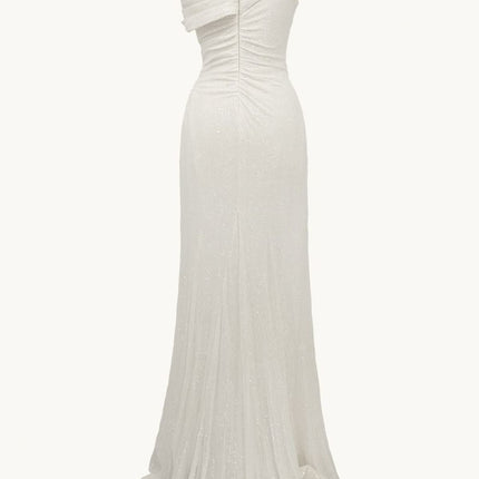 Ladivine Amoris T806 One Shoulder Evening Sequin Dress Leg Slit