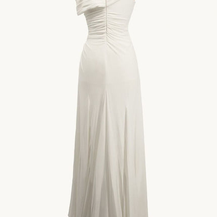 Ladivine Amoris T808 One Sleeve Off Shoulder Fitted Gown with Slit