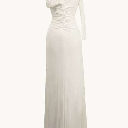 Ladivine Amoris T808 One Sleeve Off Shoulder Fitted Gown with Slit