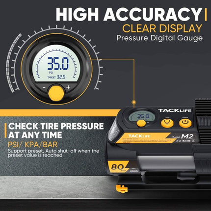 Tacklife Portable 12V DC Digital Auto Tire Inflator M2