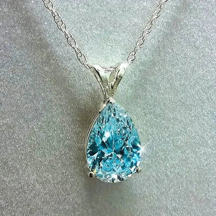 Teardrop Shaped Zirconia Pendant Copper Necklace