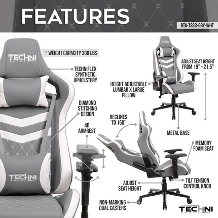 Techni Sport Ergonomic High Back Gaming Chair