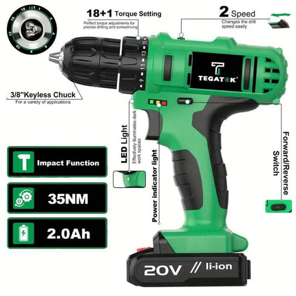 Tegatok 20V Cordless Drill Set