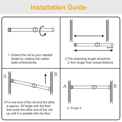 Tension Curtain Rod Spring Load Adjustable Curtain Pole