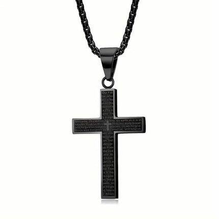 Titanium Steel Cross Prayer Pendant Necklace