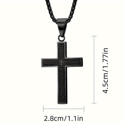 Titanium Steel Cross Prayer Pendant Necklace