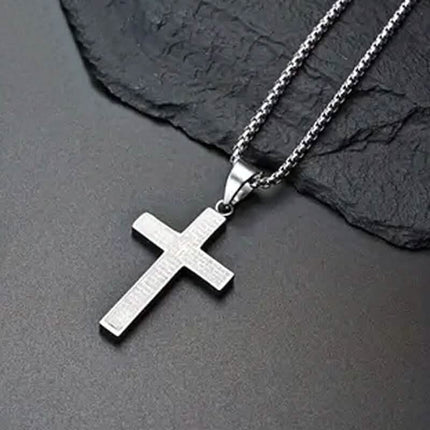 Titanium Steel Cross Prayer Pendant Necklace