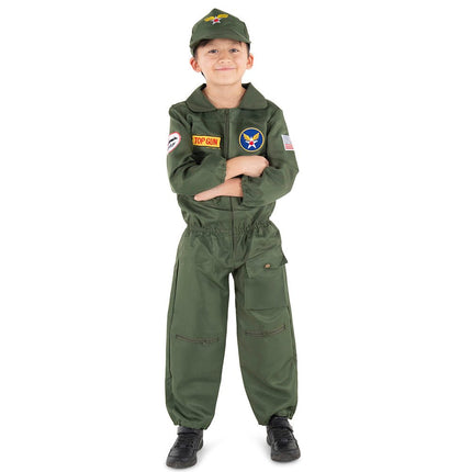 Kids Air Force Pilot Costume – Military Flight Suit Jumpsuit for Halloween & Pretend Play