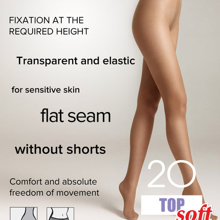 Tights Conte Top Soft 20 Den - Adjustable Fit for Sensitive Skin