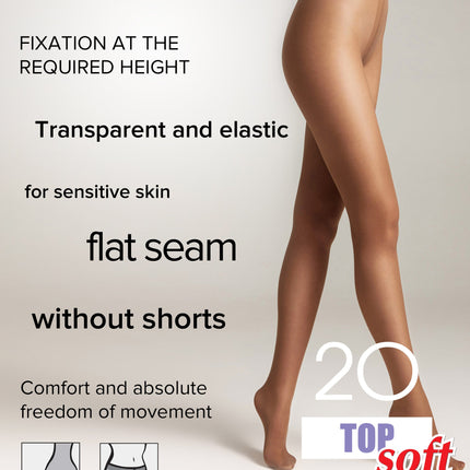 Tights Conte Top Soft 20 Den - Adjustable Fit for Sensitive Skin