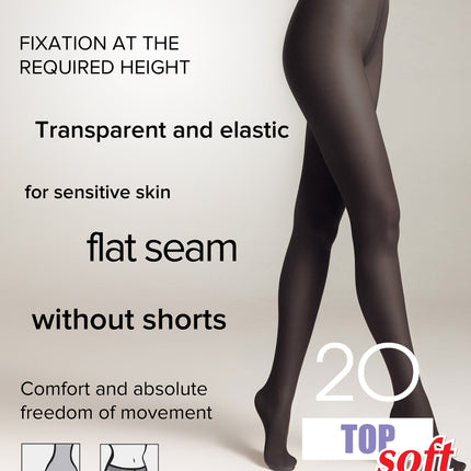 Tights Conte Top Soft 20 Den - Adjustable Fit for Sensitive Skin