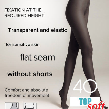 Tights Conte Top Soft 40 Den - Adjustable Fit for Sensitive Skin