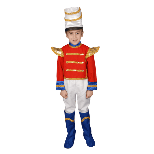 Kids Royal Guard Costume – Red Military Jacket Outfit with Hat for Boys Halloween