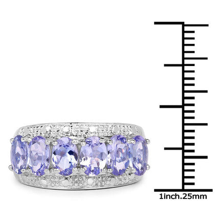 2.64 Carat Genuine Tanzanite .925 Sterling Silver Ring