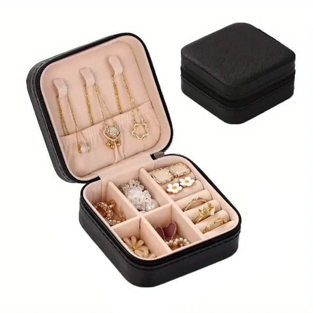 Travel-Friendly Jewelry Organizer - PU Leather Compact Jewelry Box