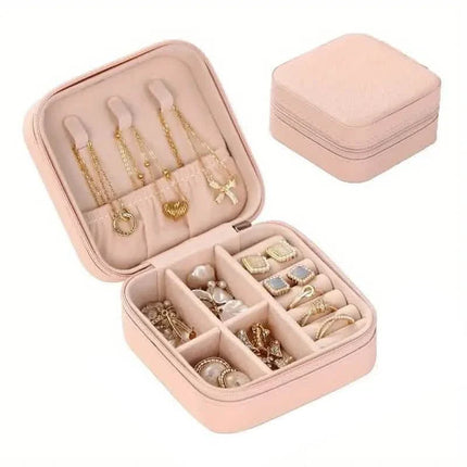 Travel-Friendly Jewelry Organizer - PU Leather Compact Jewelry Box