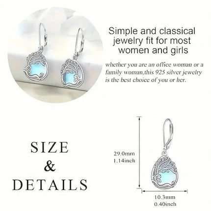 Tree of Life Design S925 Sterling Silver Dangle Earrings