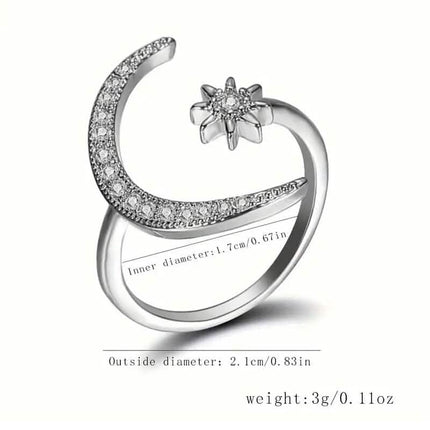 Trendy Cuff Ring Moon and Sun Design