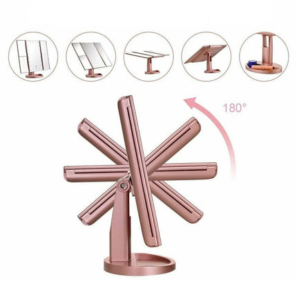 Tri-fold Vanity Makeup LED USB Touch Screen 10X Magnifing Mirror