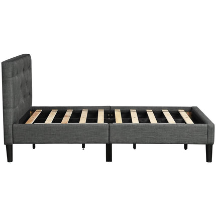 Tufted Platform Bed, Twin Size Button Upholstered Platform Bed
