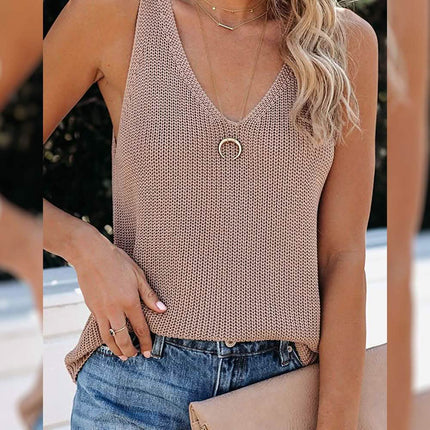 Tutorutor Women's Sleeveless V Neck Sweater