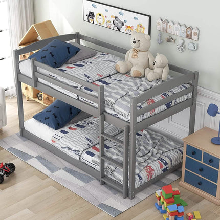 Twin Over Twin Floor Bunk Bed with Ladder