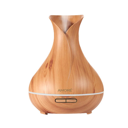 Ultrasonic Air Humidifier With Wood Grain 7 Color Changing LED Lights
