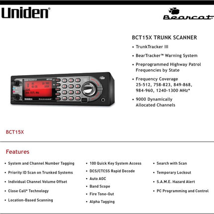 Uniden BearTracker Scanner (BCT15X) with 9,000 Channels  (Refurbished)